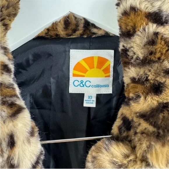 C & C California little girls leopard faux fur coat